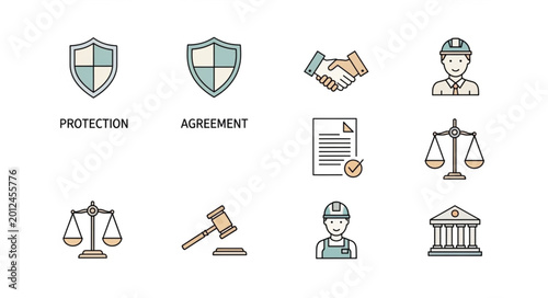 Cuadro en lienzo Lawyer and legal profession icons.