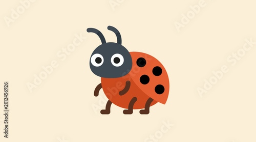 Tableau sur toile A cartoon ladybug with big eyes.
