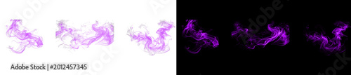 Purple violet smoke swirls and magical energy vapor on dark backdrop.