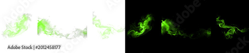Fotografie Abstract green smoke on transparent and black backgrounds for visual effects