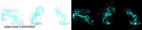 Φωτογραφία Cyan smoke plumes motion set collection isolated transparent design