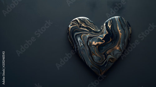 Marbled heart on dark background.