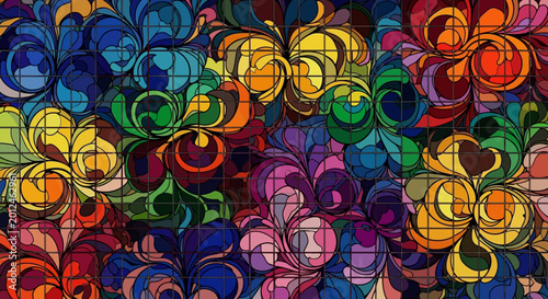 Vibrant Stained Glass Floral Pattern - Abstract Color Burst