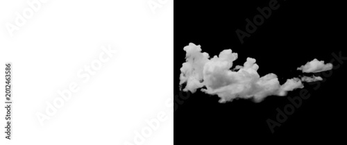 Quadro su tela Fluffy white clouds isolated on black background, realistic cumulus cloud format