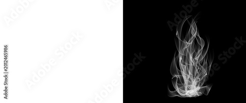 Foto Ethereal white smoke plume on black background, wispy steam vapor trails, mystic