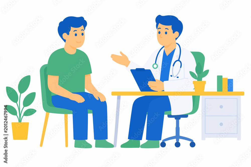 Fototapeta premium Doctor consulting with a male patient in a medical office.