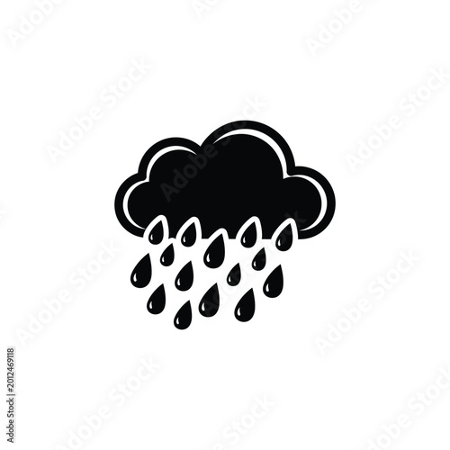 A rain cloud pours down droplets of rain in a stormy weather scene