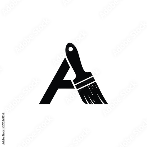 A stylized letter A made with a paintbrush on a white background