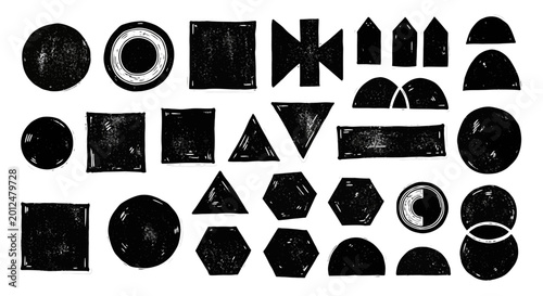 Geometric Shapes Set: Hand-Drawn Black Icons on White Background