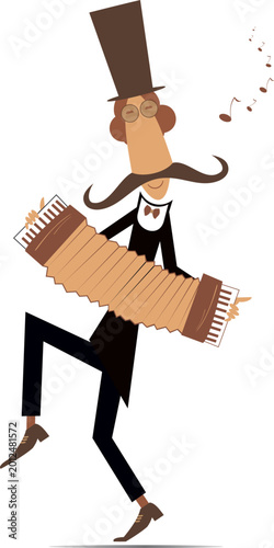 Male person plays accordion