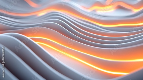 Dynamic shapes and soft glow artistry abstract waves digital visualization modern aesthetic top-down view artistic calm