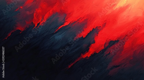 Dramatic abstract composition of fiery red and dark hues digital art gigapixel scale intense artistic concept