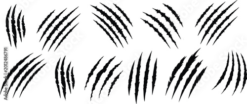 Photos Animal claw scratches and monster scratch marks vector set