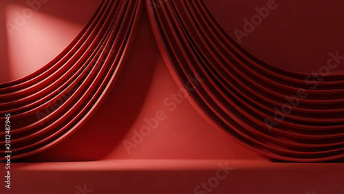 red stage curtains