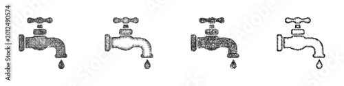 Quadro su tela Sketch leaky faucet icon design set