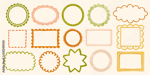 hand drawn label frames collection whimsical decorative vector illustration