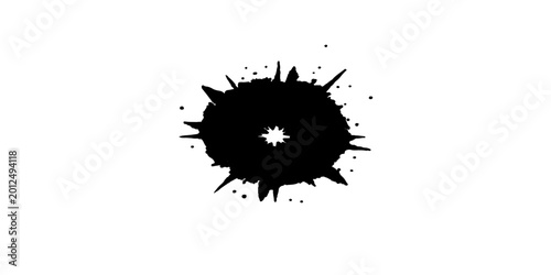 Obraz na płótnie Black ink blot and splat splashes create a grunge paint splatter design element