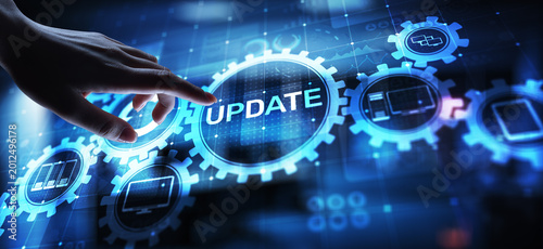 Schilderij op canvas Update System Upgrade Software version technology concept on virtual screen