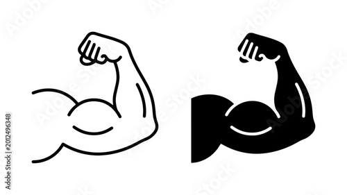 Photos Flexing Bicep Arm Icons, Strength Symbol Vector Graphics, Muscular Bodybuilding