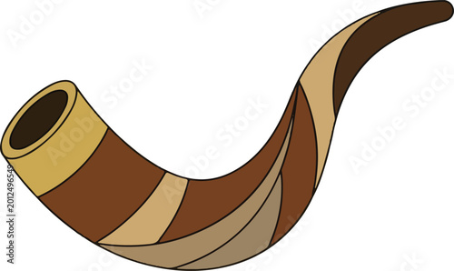 Foto Brown striped shofar horn a jewish ritual musical instrument ram s horn rosh has