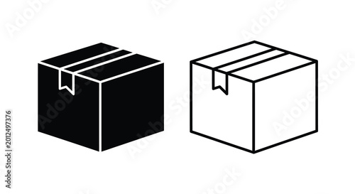 Cardboard box silhouette black and white line art style
