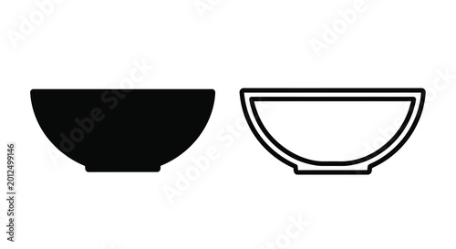 Bowl silhouette in black and white line art style silhouette