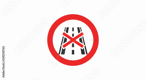 Free Download Road closure sign with red circle, cross, and divided highway - GFXLoad