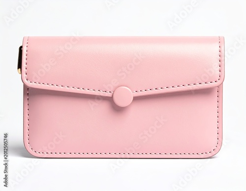 Pale pink rectangular purse with a flap and button