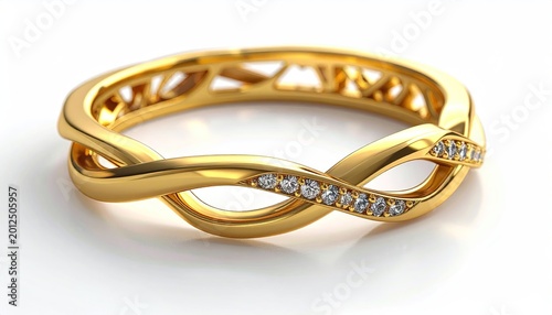 Elegant golden ring with diamond accents and an infinity design