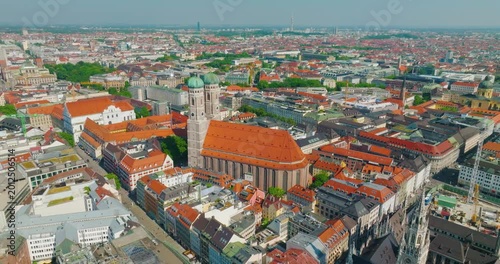 Munich Frauenkirche Church Aerial Footage
