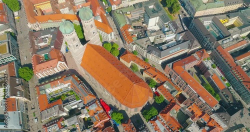 Munich Frauenkirche Church Aerial Footage