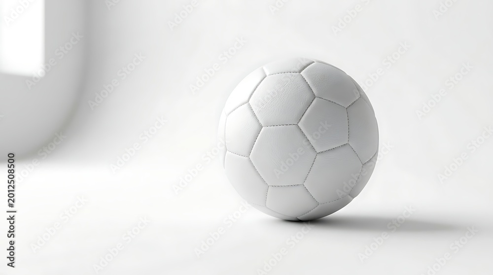 Fototapeta premium Minimalist White Soccer Ball in Bright Studio Setting for World Football Day