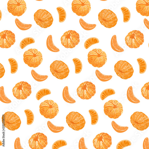 Fotografija Slices and whole peeled tangerines