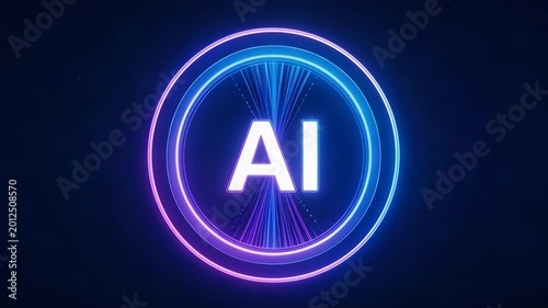 AI logo with neon circle