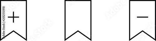 Photos Set of three bookmark icons with plus and minus signs