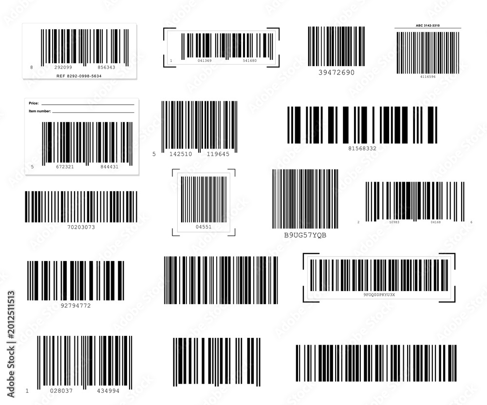Fototapeta premium Barcode Scanner Label Sheet With Product Codes