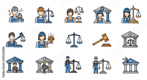 Canvastavla Lawyer and legal system icons set.