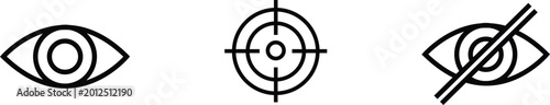 Fotografie Set of simple line icons showing eye and target symbols