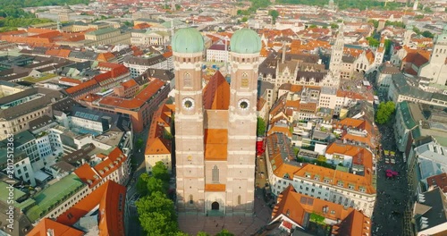 Munich Frauenkirche Church Aerial Footage