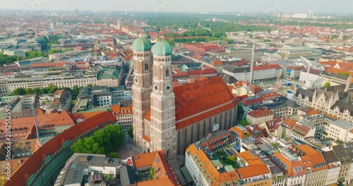 Munich Frauenkirche Church Aerial Footage