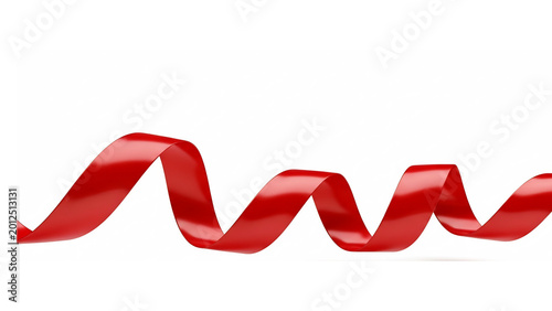 Red wavy ribbon isolated on white background