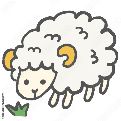 手描き風のひつじイラスト うつむくかわいい羊 動物のナチュラル素材