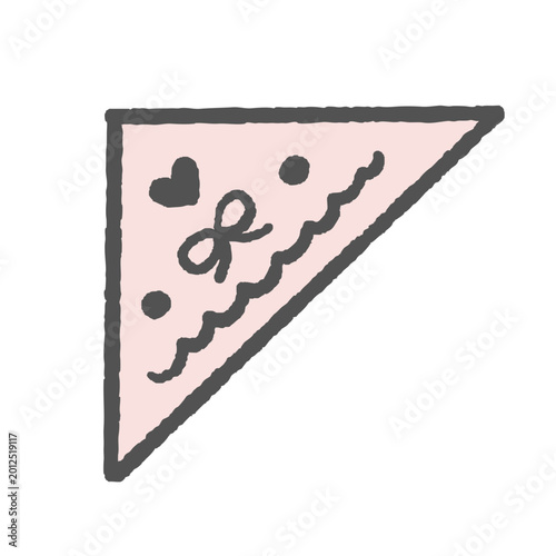 手描き風の三角フラッグイラストリボン柄のかわいいガーランド装飾素材