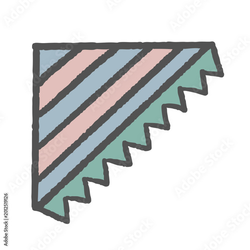 手描き風の三角フラッグイラスト ストライプ柄のかわいいガーランド装飾素材