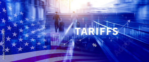 Bild auf Leinwand Import tariffs increase concept, US Government import tax to boost American economy, industrial growth tax, trade import tax increase, trade war policy for development