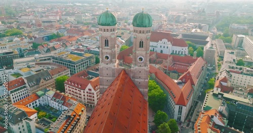 Munich Frauenkirche Church Aerial Footage