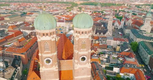Munich Frauenkirche Church Aerial Footage
