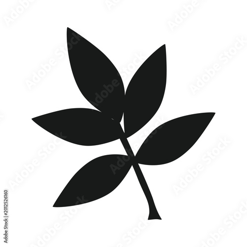Black silhouette of leaf icon vector, isolated on white background.