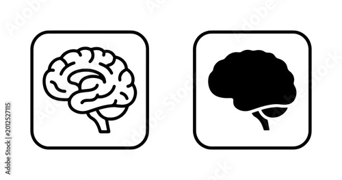 Εκτύπωση καμβά Brain Icons Set, Medical Science Vector Graphics, Neural Network Symbols, Cognit