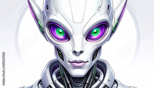Futuristic Cyborg Alien Portrait.
